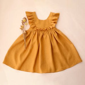 Amber Linen Ruffled Bodice Dress