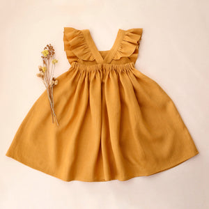 Amber Linen Ruffled Bodice Dress