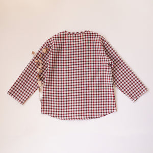 Red & Black Gingham Cotton Long Sleeve Buttoned Shirt with Pocket