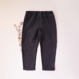 Black Linen Pocket Pants