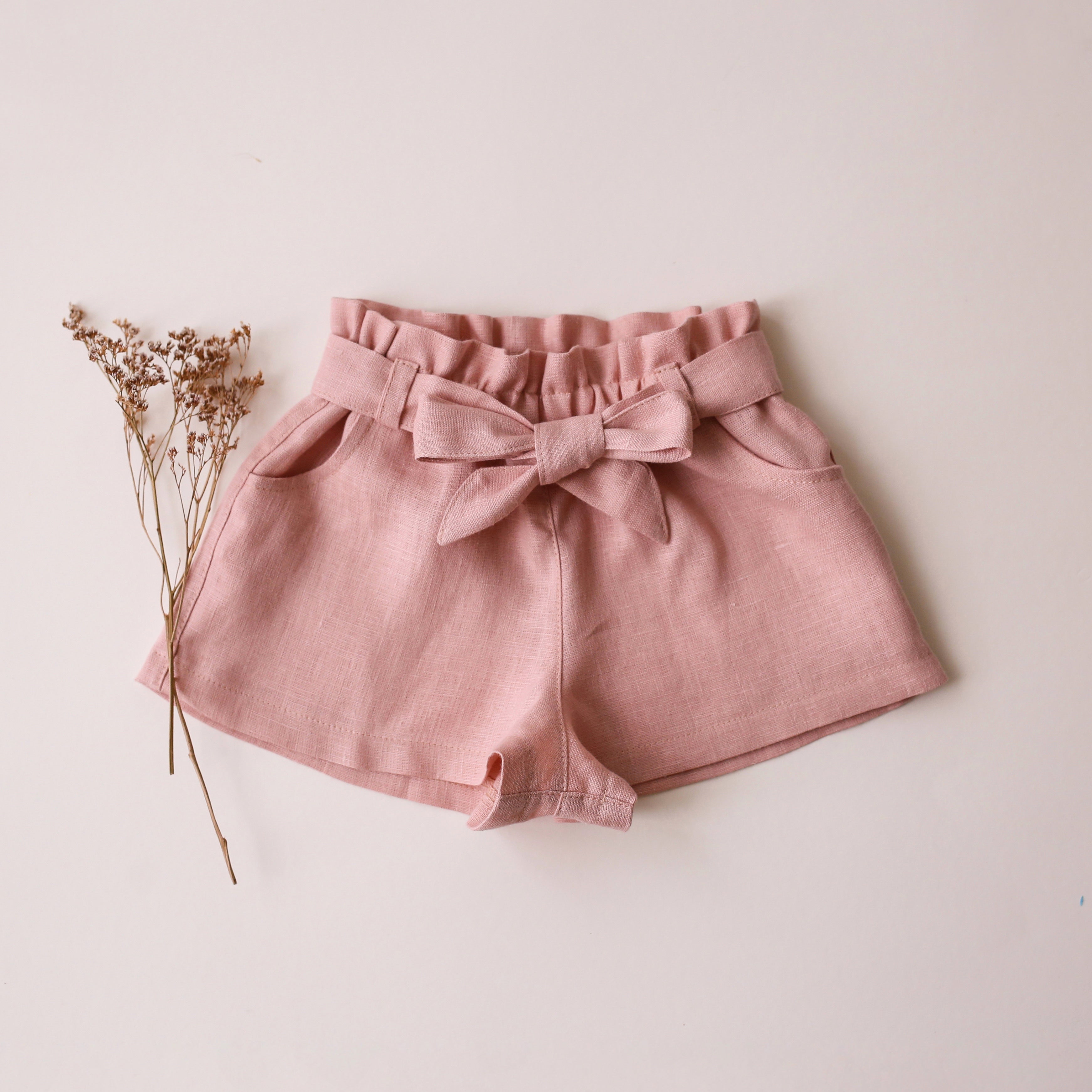 Powder Linen Paperbag Shorts