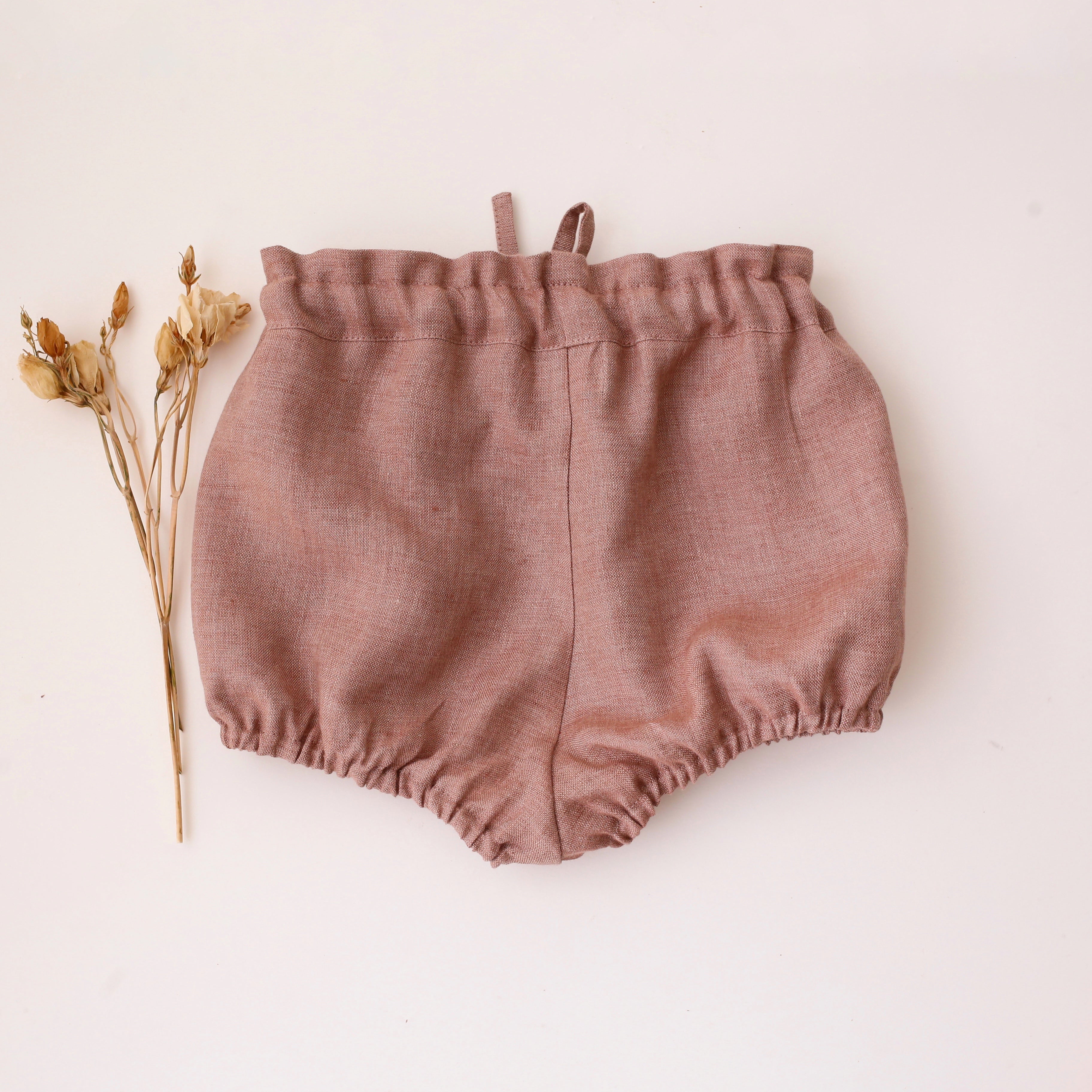 Rose Smoke Linen Bubble Shorts