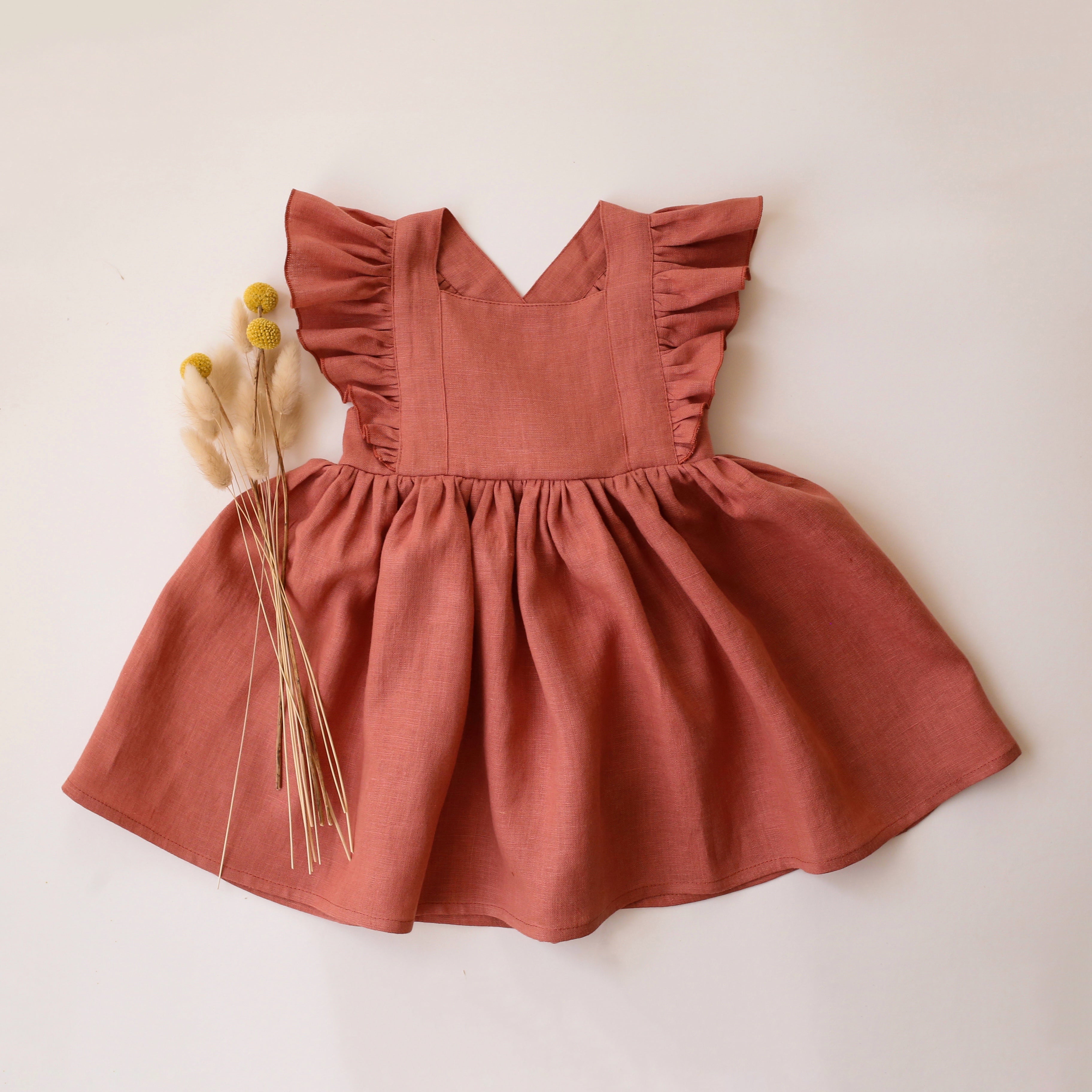 Rose Bouquet Linen Vintage Dress