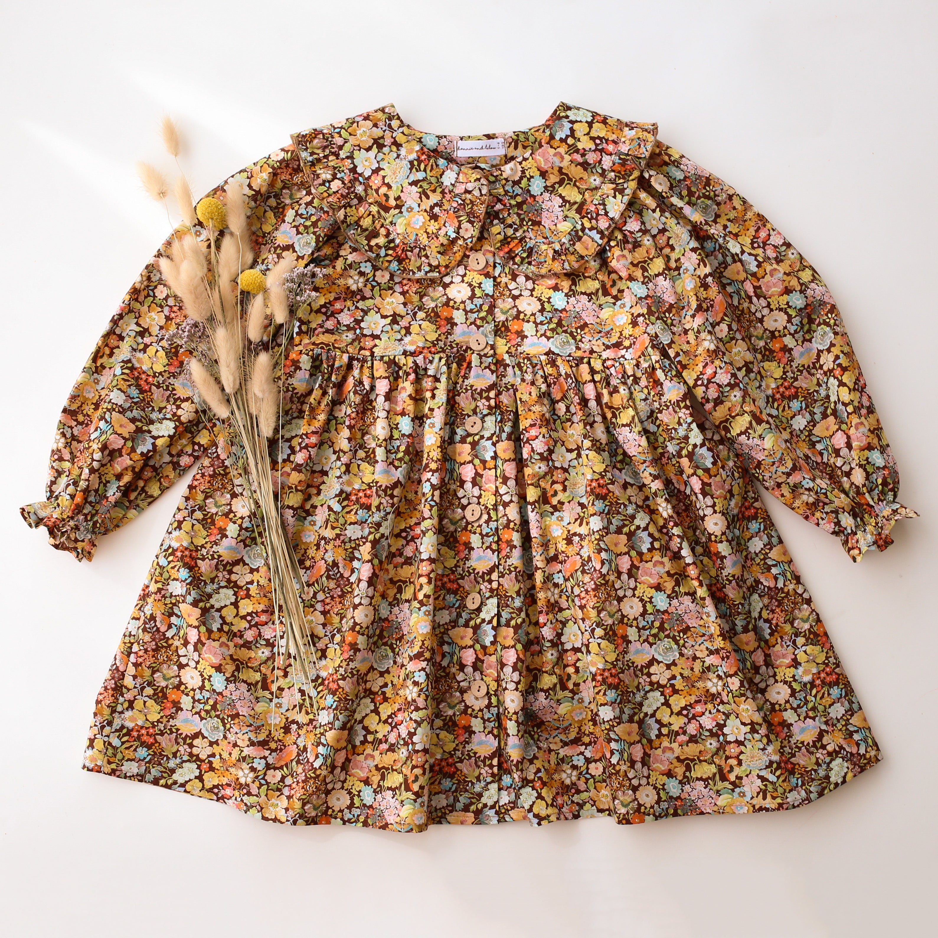 Classic Meadow Long Sleeve Frilled Collar Dress