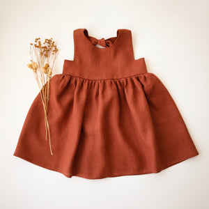 Rust Linen Dress with Cutout Back