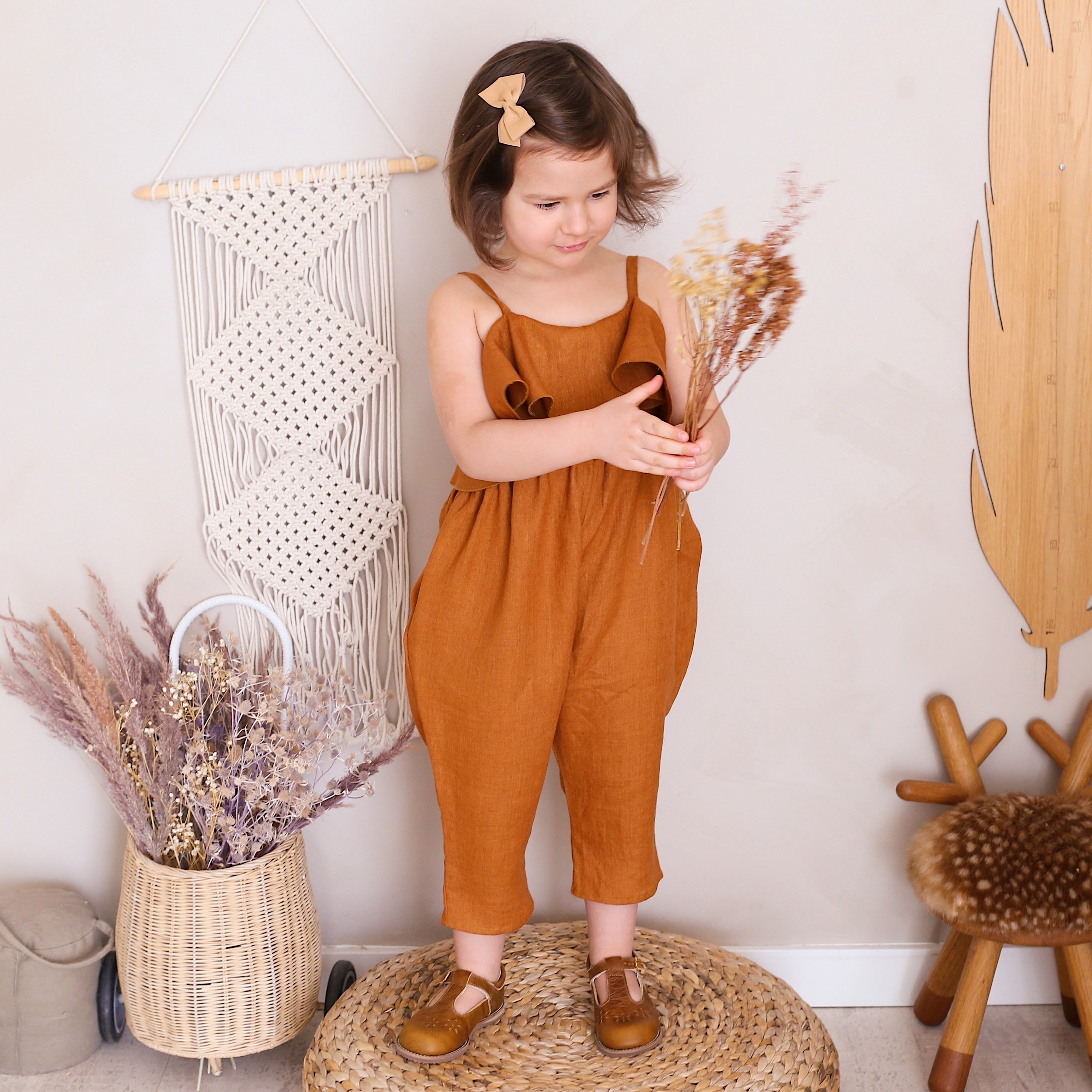 Orchid Pink Linen Summer Flounce Romper