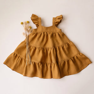 Mustard Linen Boho Dress