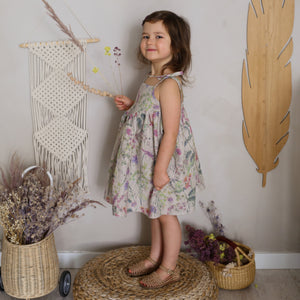 Field Florals Linen Sundress with Ties