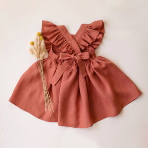 Rose Bouquet Linen Vintage Dress