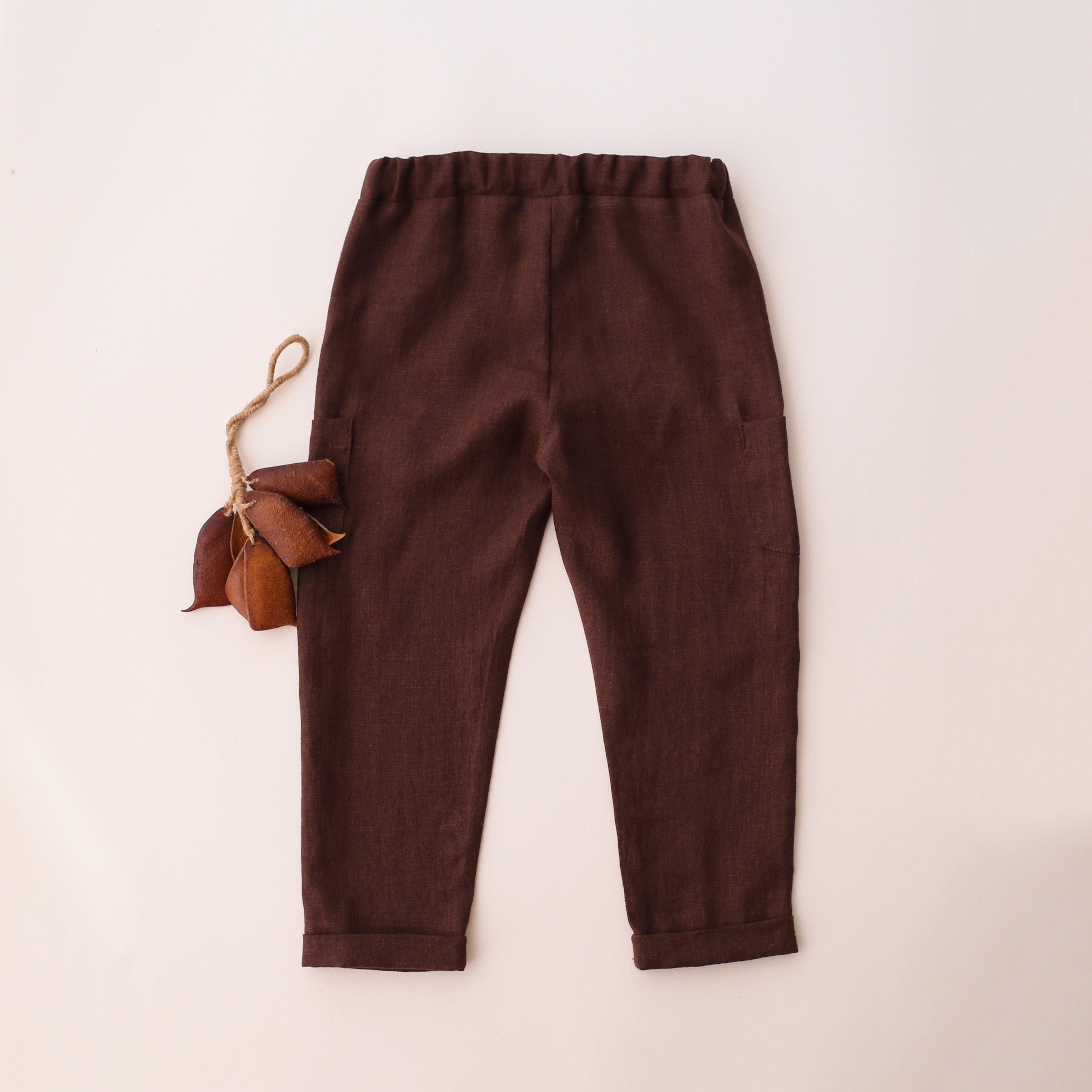 Dark Brown Linen Pocket Pants