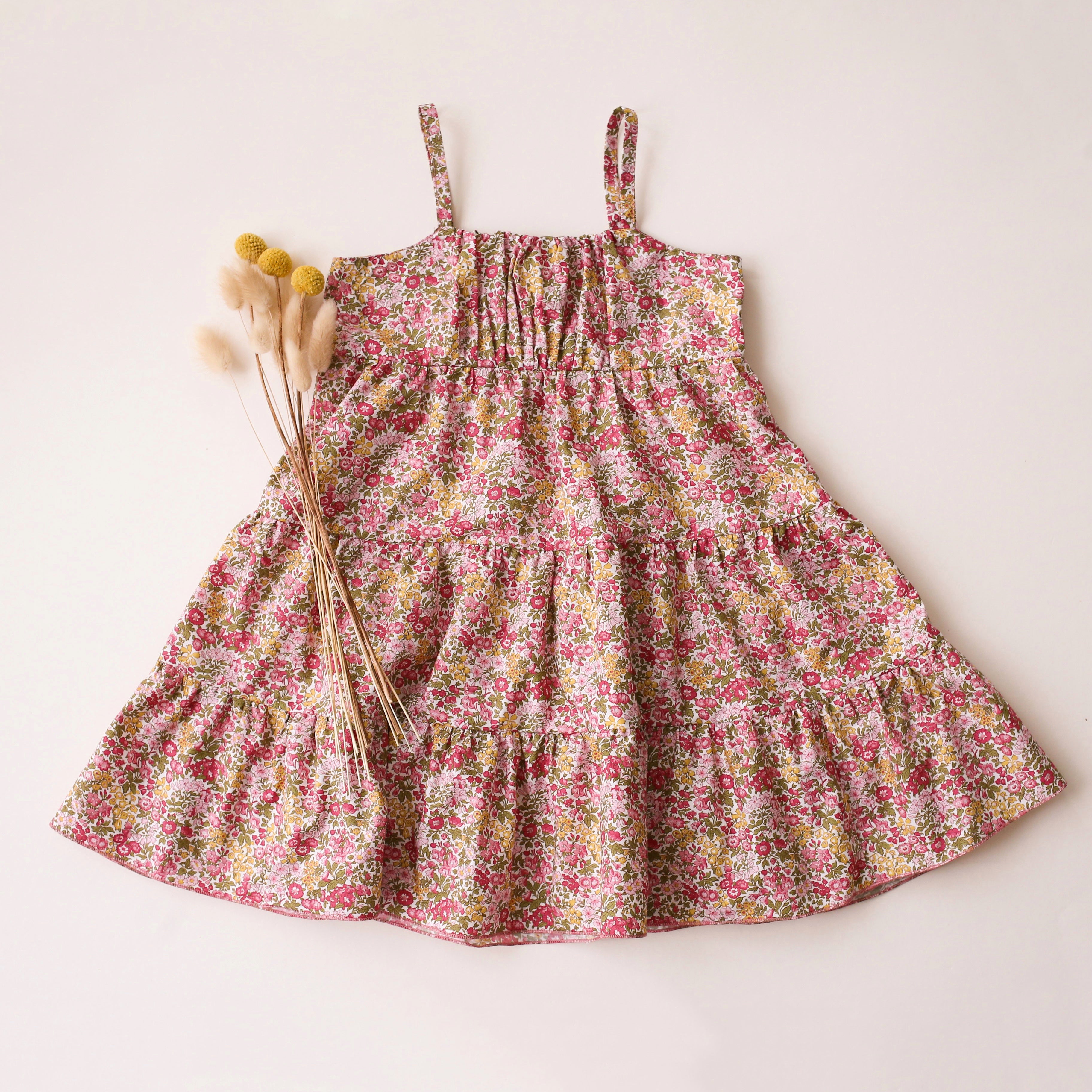 Penstemon Road Tiered Dress with Gathered Bodice