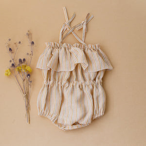 Tiny Rainbow Linen Summer Bubble Playsuit with Ties
