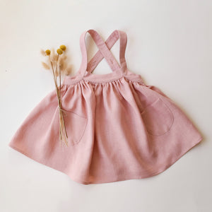 Powder Linen Straps Pinafore with Pockets