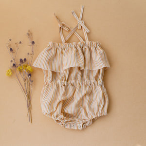 Tiny Rainbow Linen Summer Bubble Playsuit with Ties