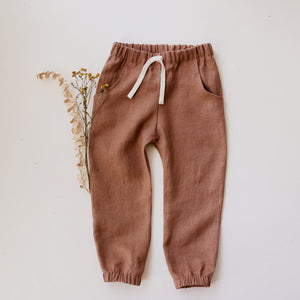 Cocoa Brown Linen Basic Pants