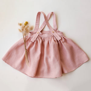 Powder Linen Straps Pinafore with Pockets