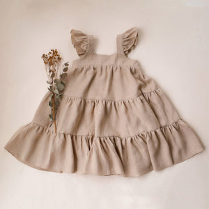 Beige Linen Boho Dress