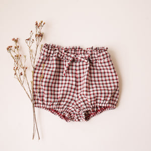Red & Black Gingham Cotton Bubble Shorts