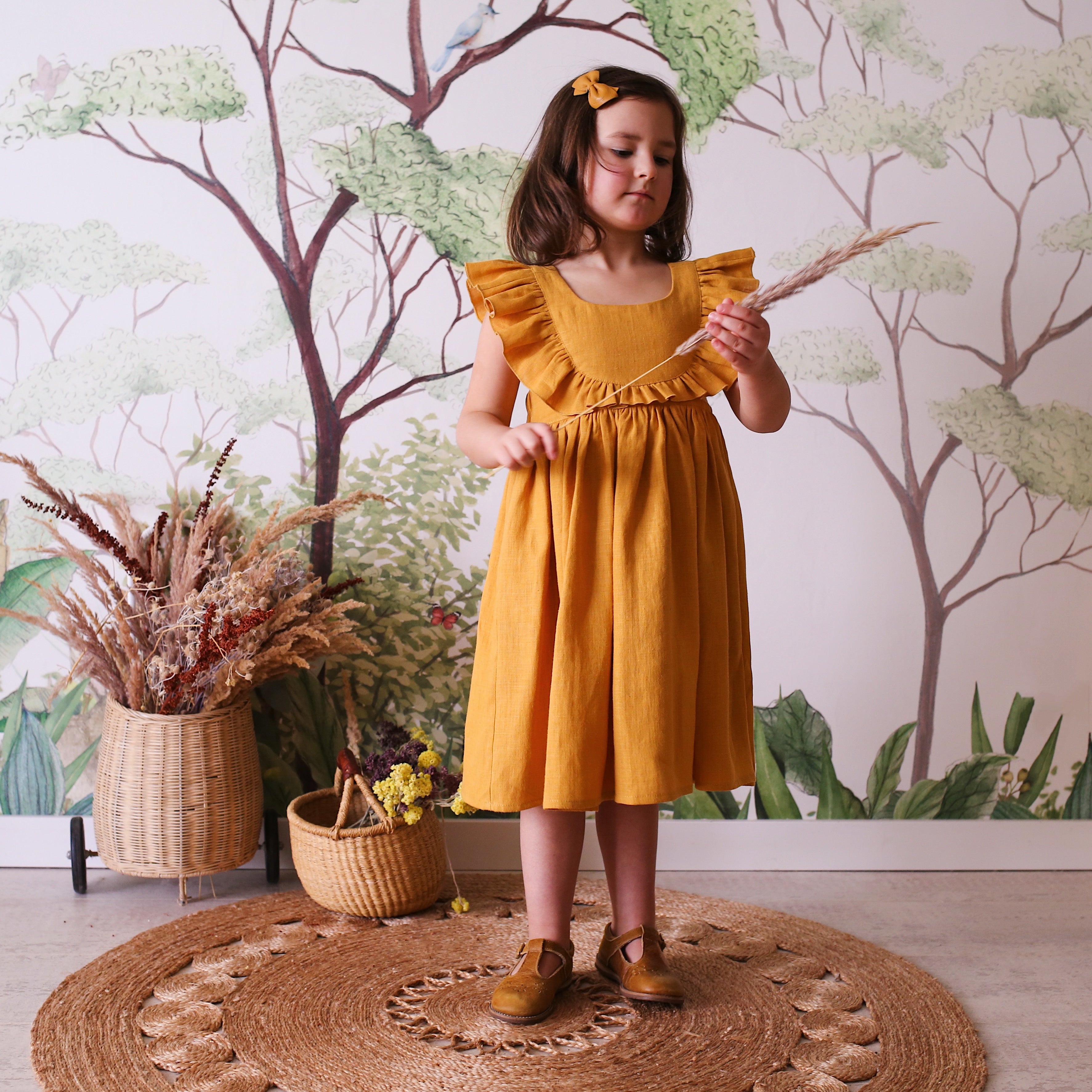 Amber Linen Ruffled Bodice Dress