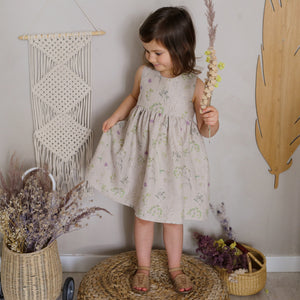 6-12 months - Field Florals Linen Dress with Cutout Back