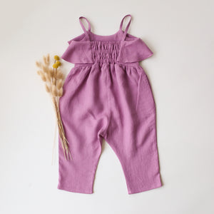 Orchid Pink Linen Summer Flounce Romper