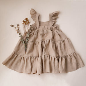 Beige Linen Boho Dress