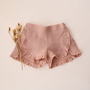 4-5 YRS - Blush Linen Tulip Shorts