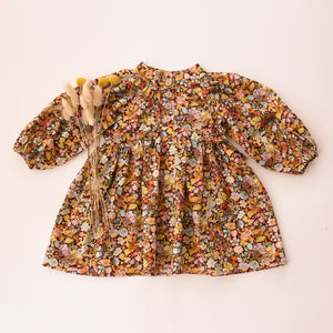 Classic Meadow Long Sleeve Button Front Dress with Curved Waistline