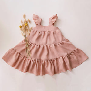 6-12 months - Powder Linen Boho Dress