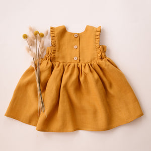 Amber Linen Ruffle Pinafore Dress