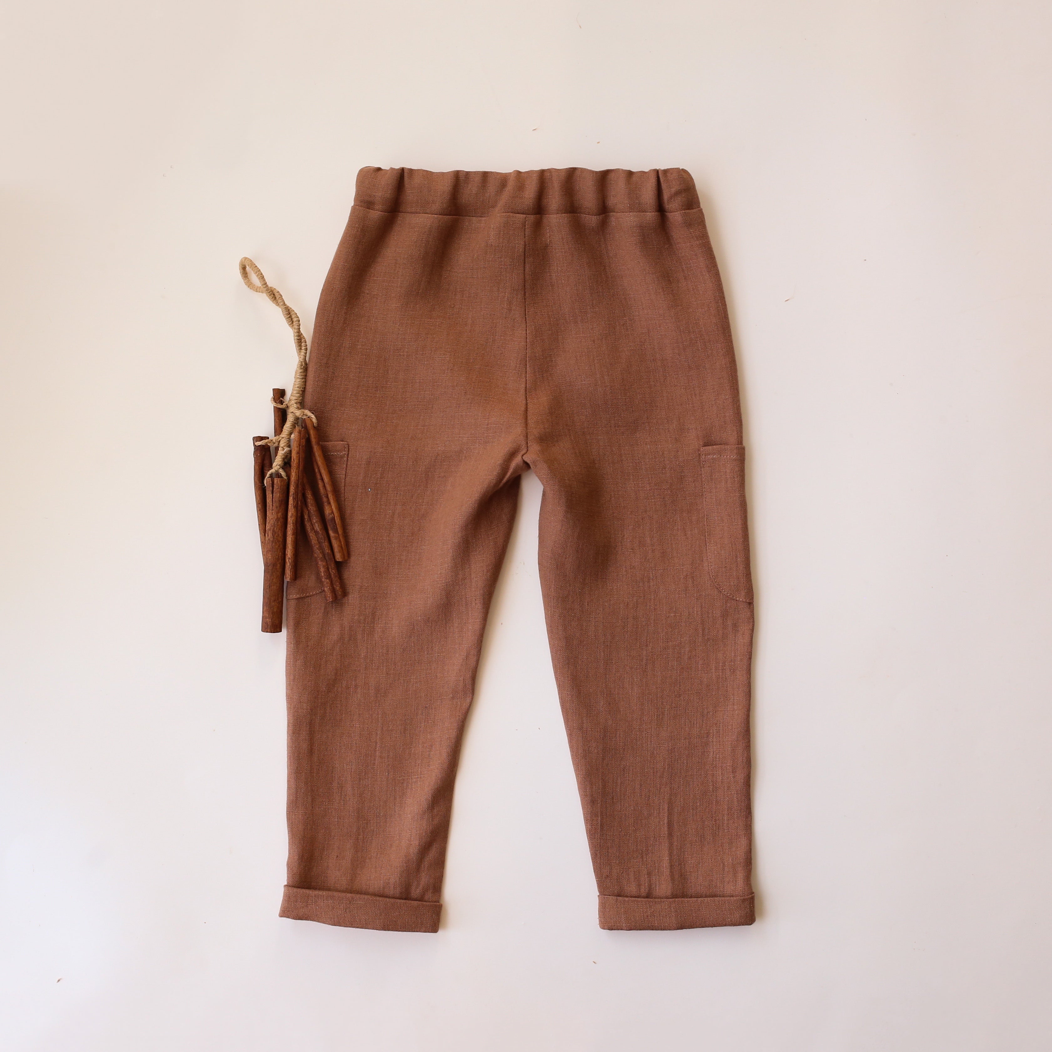 Cocoa Brown Linen Pocket Pants