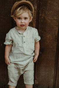 Latte Linen Buttoned Shorts