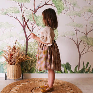 Beige Linen Ruffle Sleeve Top