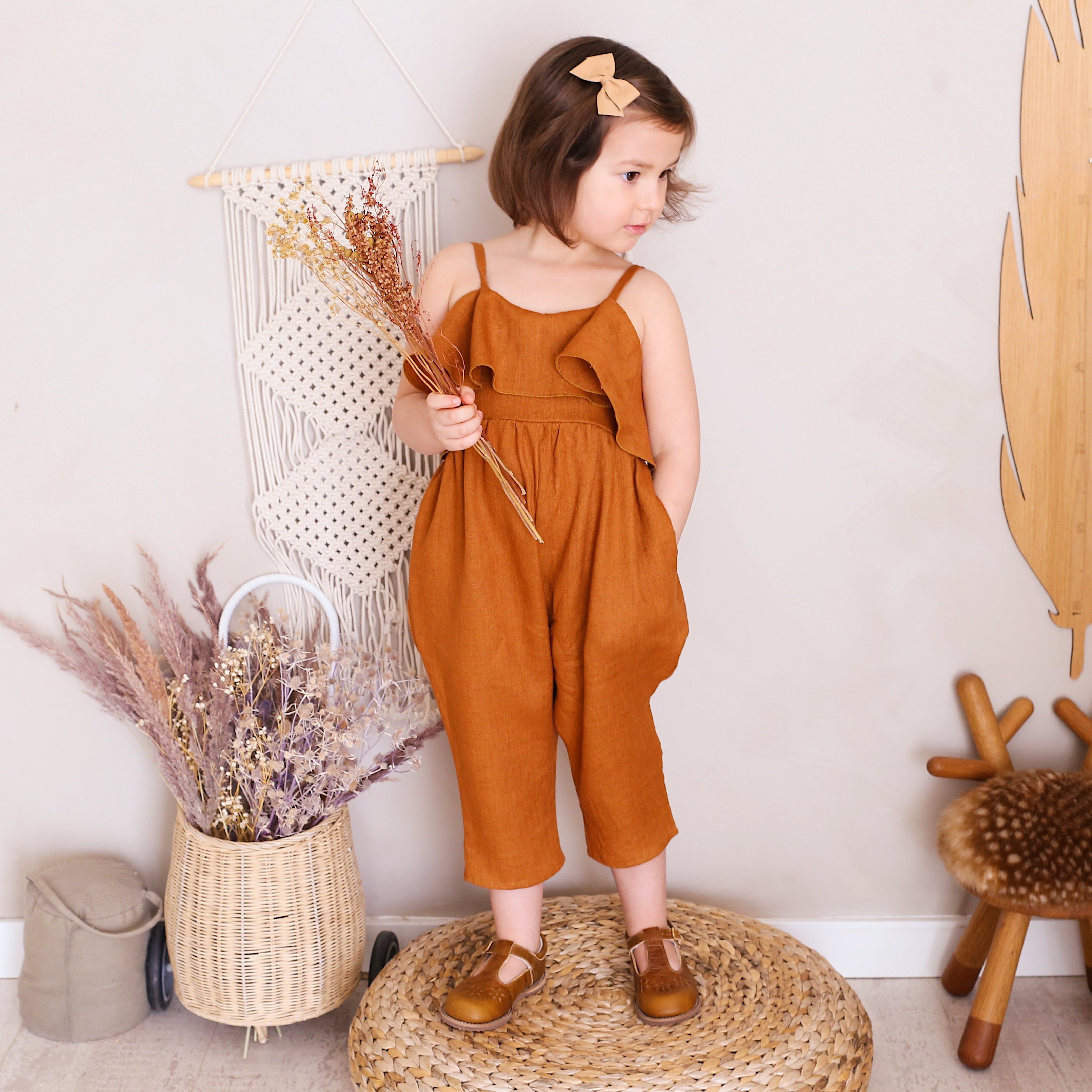 Orchid Pink Linen Summer Flounce Romper