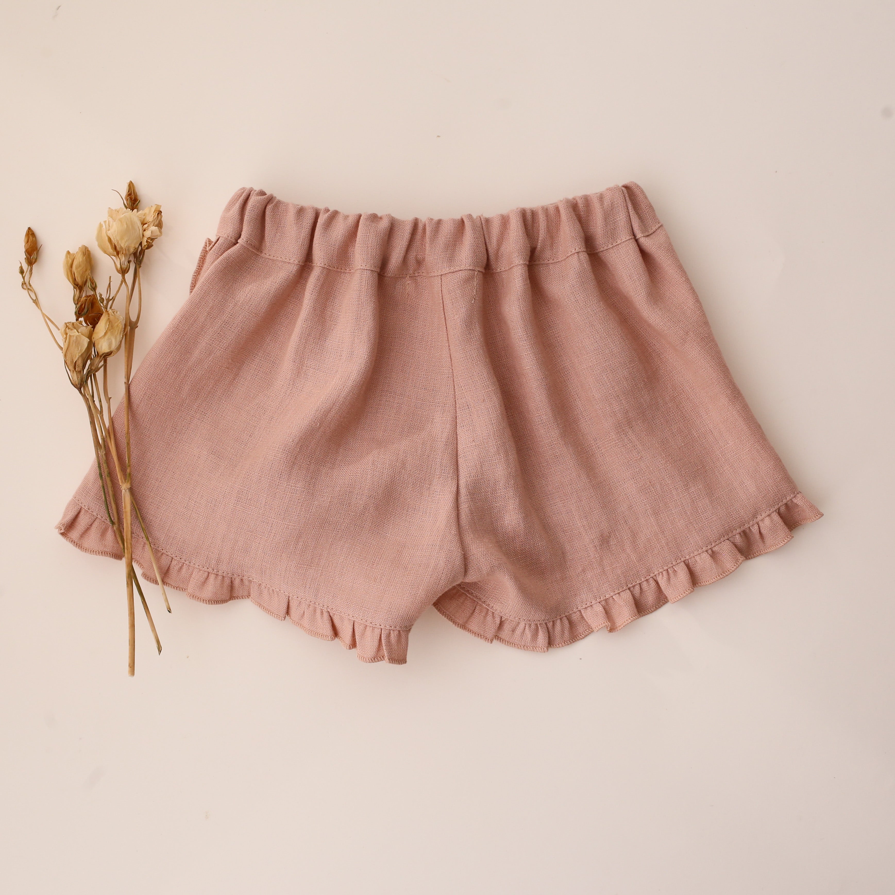 3-4 YRS - Blush Linen Tulip Shorts