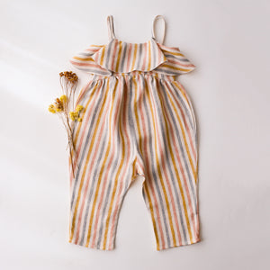 Rainbow Linen Summer Flounce Romper