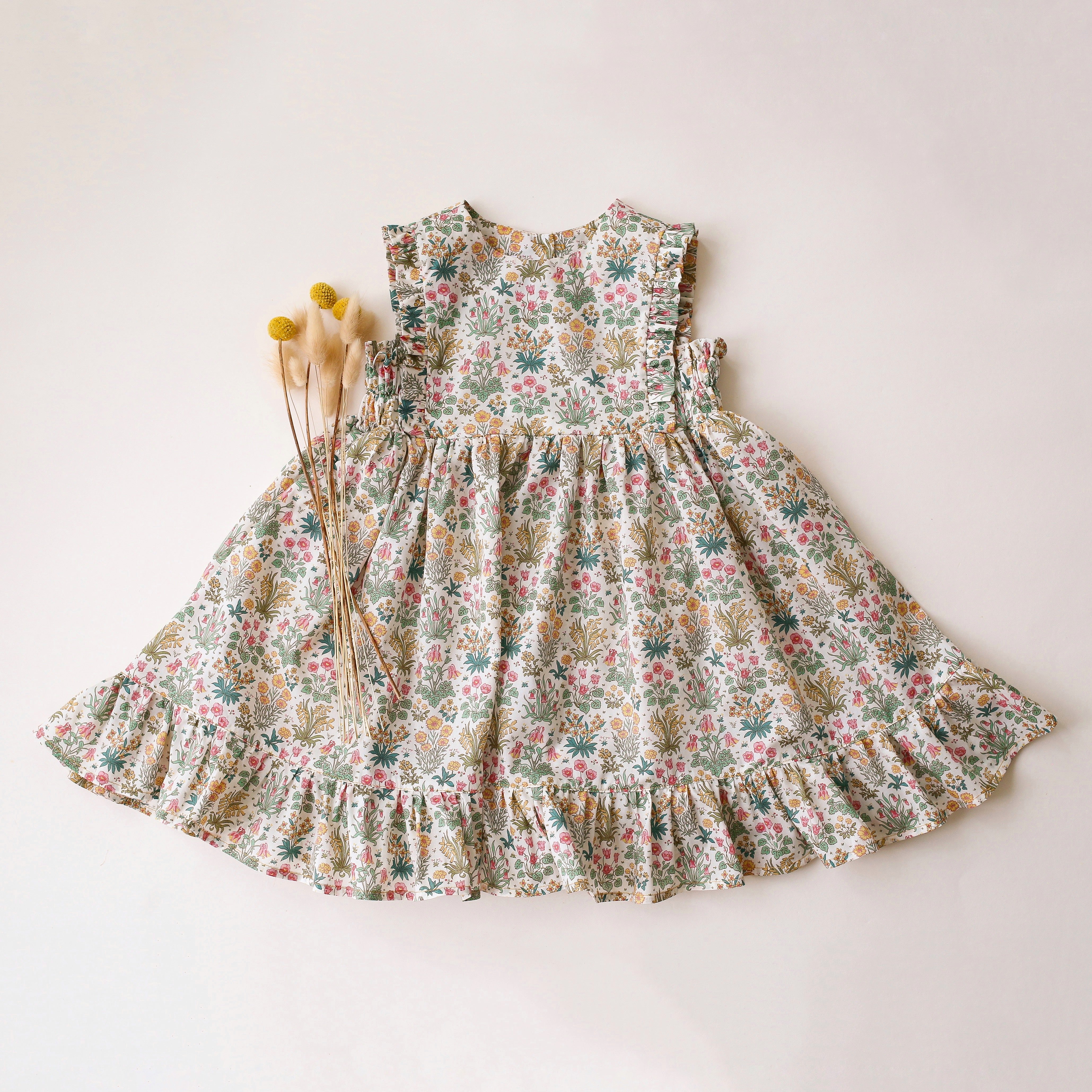 Colombe Study Pinafore Dress with Ruffled Hem